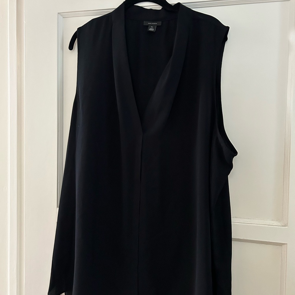 Halogen sleeveless top, black, 3X